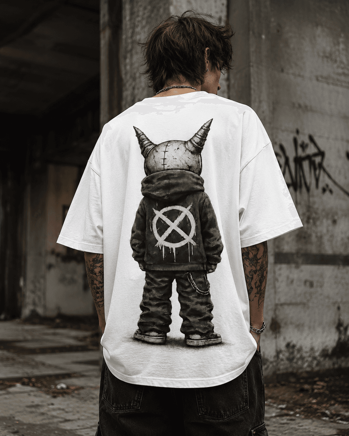 Void white tee worn